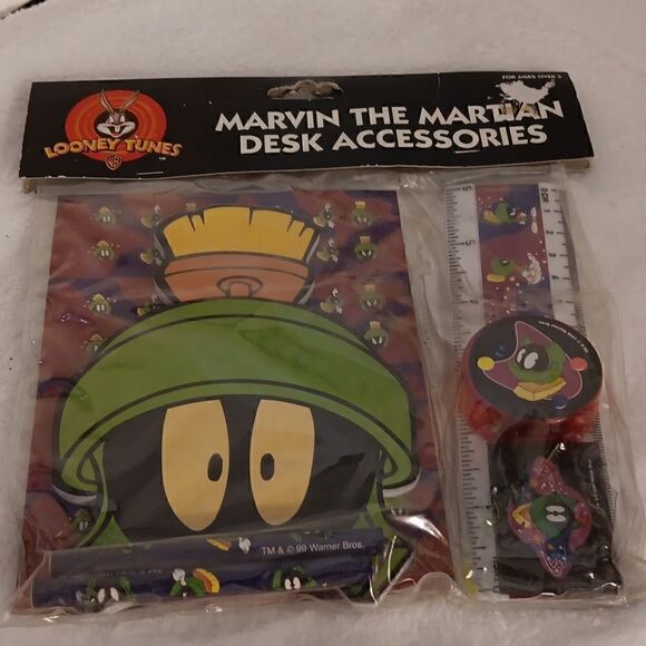 Vtg 1999 Looney Tunes Marvin the Martian Desk Accessories - Picture 4 of 4